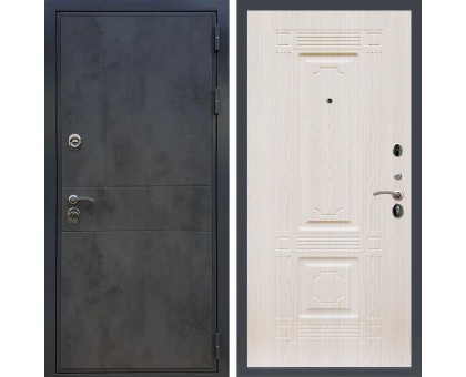 Металлическая дверь REX Премиум 290 бетон темный ФЛ-2 беленый дуб 16 мм