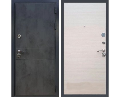 Металлическая дверь REX Премиум 290 бетон темный гладкая акация светлая