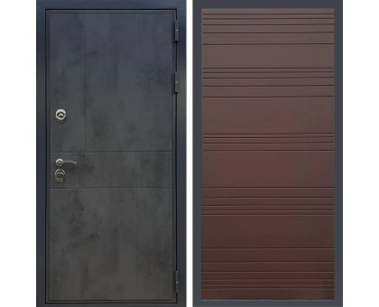 Металлическая дверь REX Премиум 290 бетон темный полоски горизонтальные ясень шоколадный