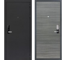 Входная дверь Сенатор Практик 3К Electro 5050 'Черный муар / Сандал серый поперечный'