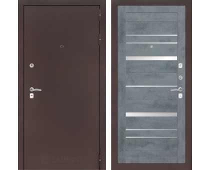 Входная дверь Лабиринт CLASSIC антик медный 20 - Бетон темный, зеркальные вставки
