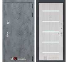 Входная дверь Лабиринт Бетон 01 - Сандал белый, стекло белое