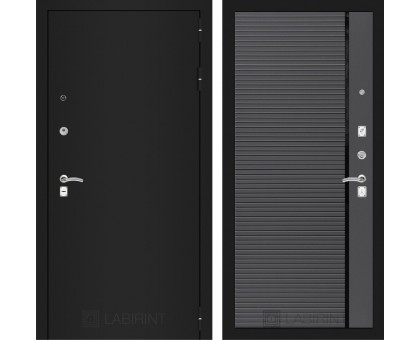 Входная дверь Лабиринт CLASSIC шагрень черная 22 - Графит софт, черная вставка