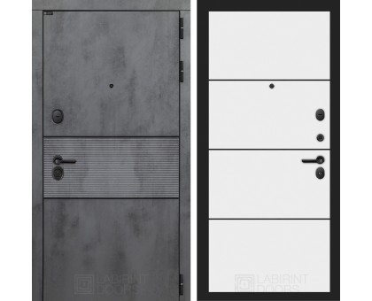 Входная дверь Лабиринт INFINITY 25 - Белый софт, черный молдинг