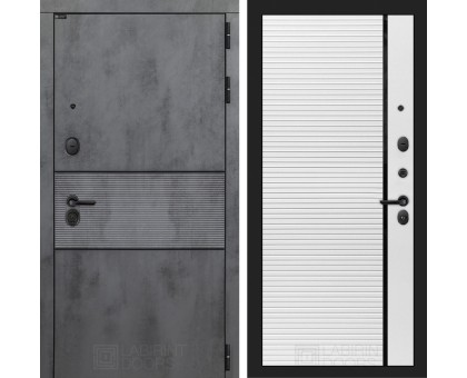 Входная дверь Лабиринт INFINITY 22 - Белый софт, черная вставка