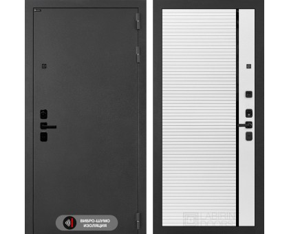 Входная дверь Лабиринт ACUSTIC 22 - Белый софт, черная вставка