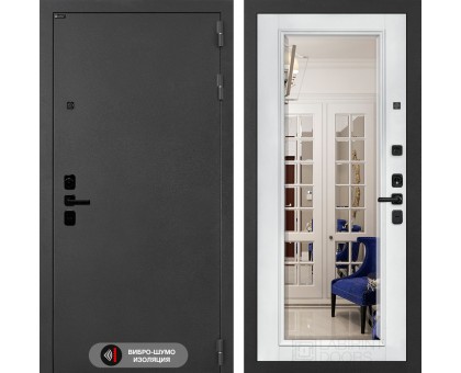 Входная дверь Лабиринт ACUSTIC с Зеркалом Фацет - Белый софт