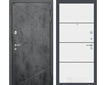 Входная дверь Лабиринт LOFT 25 - Белый софт, черный молдинг