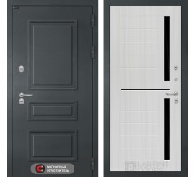 Входная дверь Лабиринт Атлантик 02 - Сандал белый, стекло черное