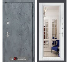 Входная дверь Лабиринт Бетон с Зеркалом Фацет - Белый софт