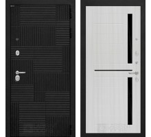 Входная дверь Лабиринт PAZL 02 - Сандал белый, стекло черное
