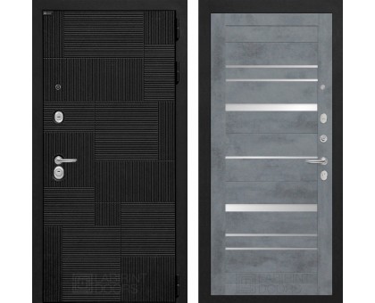 Входная дверь Лабиринт PAZL 20 - Бетон темный, зеркальные вставки